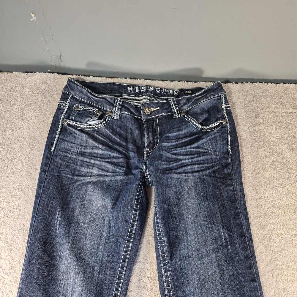 Miss Chic Y2K Thick Stitch Bootcut Jeans Bling  5-Pocket Juniors 11 western